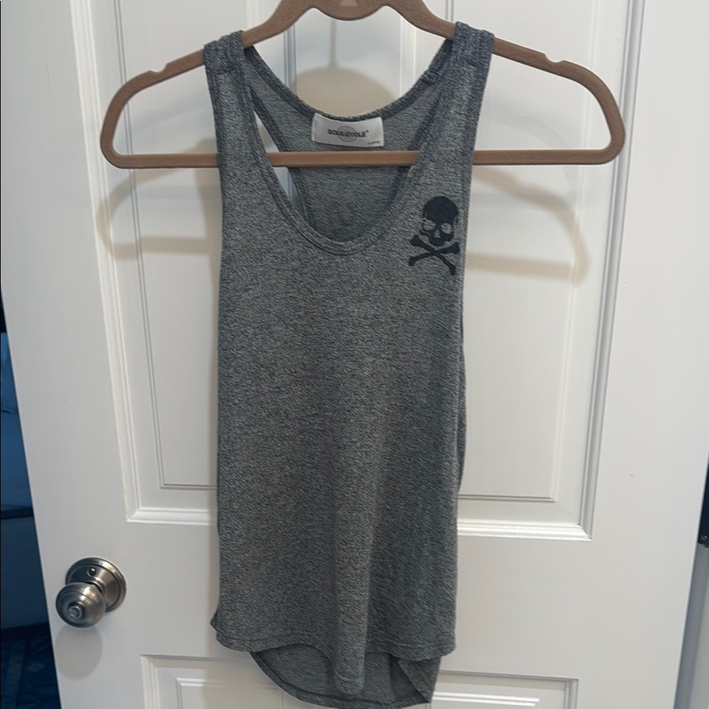 SoulCycle Gray Tank Top with Skull Design